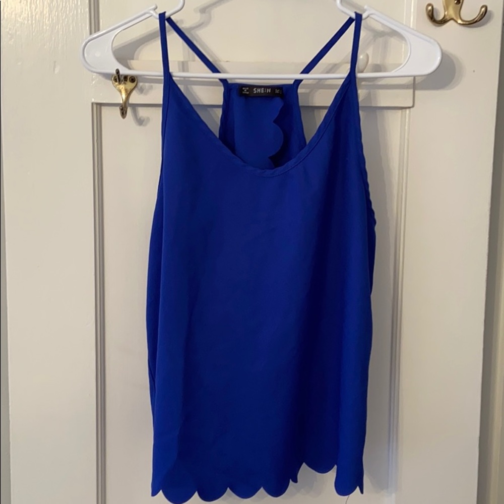 Shein Blue scalloped top